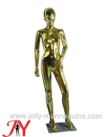 电镀金色女全身抽象模特道具 橱窗塑料人体女装展示模特架 F-3