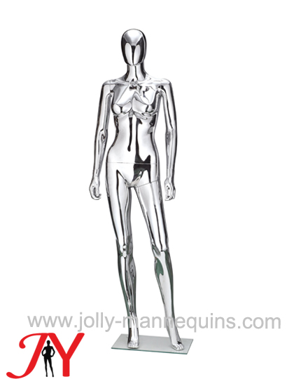 plastic female egghead mannequin silver chrome-F18