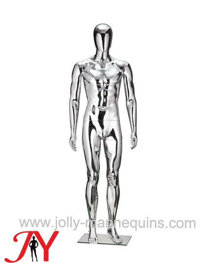 plastic male egghead mannequin silver chrome M1