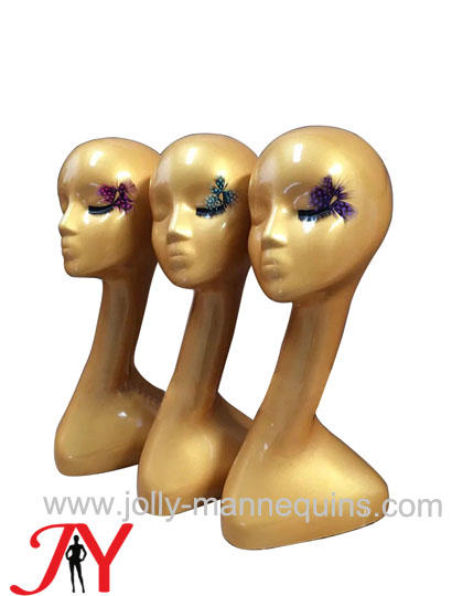 Jolly mannequins-Plastic mannequin head, pearl luster color, eyelashes, butterfly style ornaments-PH004