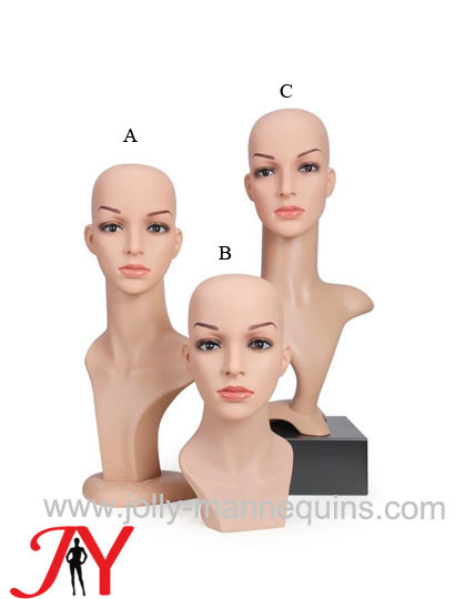 Jolly mannequins-Best selling Plastic mannequin display head with shoulders stand, realistic makeup PH001
