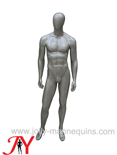 JOLLY MANNEQUINS-男模特道具全身玻璃钢强壮男模 蛋头人体模特 银色JY-RPM-1201C