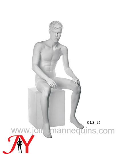 Jolly mannequins-realistic male sitting mannequin with white matte color sculpture hair-CLS-012