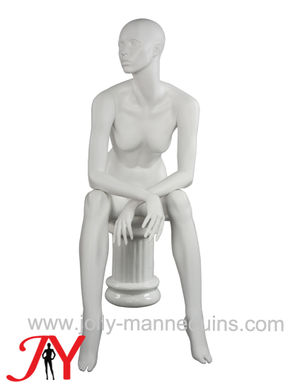 Jolly mannequins-realistic female sitting mannequin with white matte-JY-JANNE