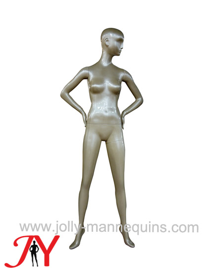 Jolly mannequins pearl luster champagne color abstract female mannequin  with arms on hips mannequin pose  JY-SN38