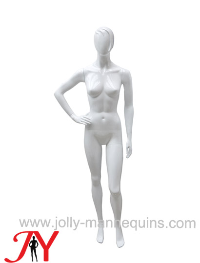Jolly mannequins white glossy color abstract fiberglass female mannequin for clothes window display JY-YZ14