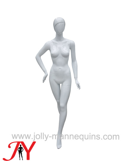 Jolly mannequins white glossy color abstract female mannequin cross legs JY-KN4
