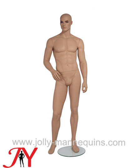 Jolly mannequins light brown color realistic make up male mannequin right arm bended JY-CM104