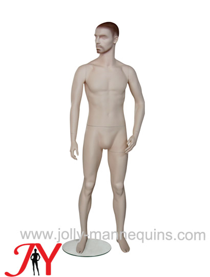 Jolly mannequins sculpture hair male realistic mannequin with realistic whiskers face makeup skin color JY-CNM1
