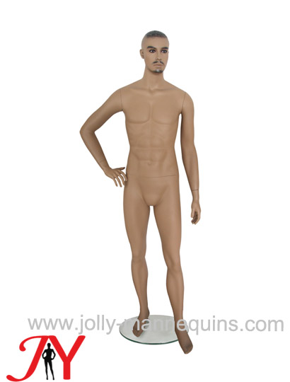 Jolly mannequins crew cut hair style realistic whiskers face male mannequin skin color JY-MAF1035