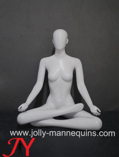 Jolly mannequins-White color sports -seated cross legs female yoga mannequin EW-081
