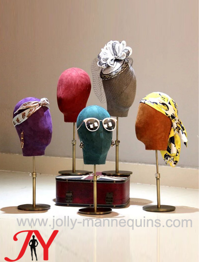 Jolly mannequins-Colored fabric cover velvet female dress form mannequin display head- Miya colors01