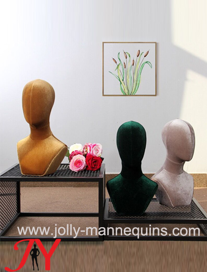 Jolly mannequins-Colored fabric cover velvet male dress form mannequin display head- Julian colors01
