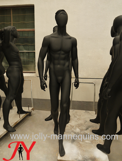 Jolly mannequins-European male man sport walking pose mannequin with abstract head black matte color JY-0993