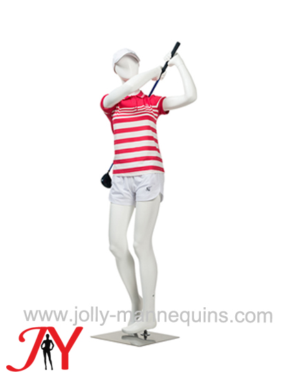 Jolly mannequins-whitte matt color egghead sport female playing golf mannequin PGHF-1