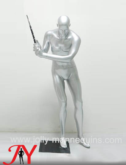 Jolly mannequins-Sport shop display silver color playing golf posture male mannequin JY-0052