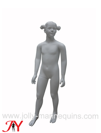 Jolly mannequins-white matte color realistic girl child mannequin with sculpture hair PZ-4+SH
