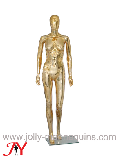 Jolly mannequins- plastic PP female gold chrome mannequin straight arms stock model CG-1