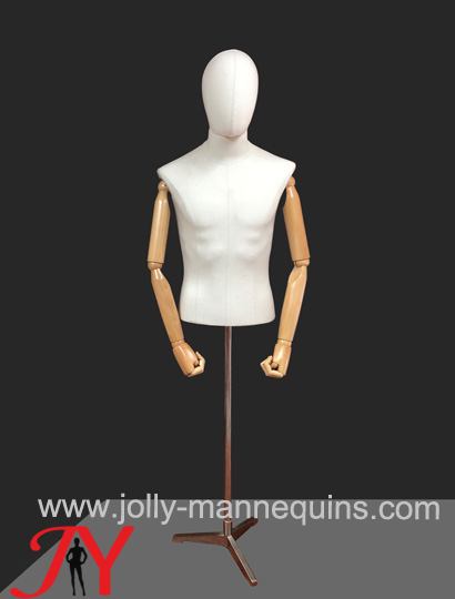 Jolly mannequins European size canvas fabric covered male bust form MT01
