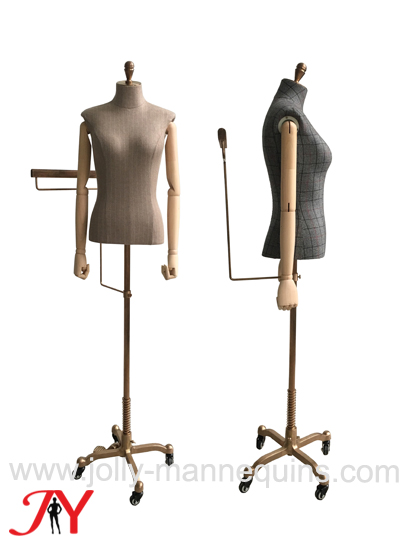 jolly mannequins  chrome bronze wheel base adjustable height female bronze neck cover dress form JY-W054