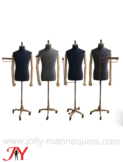 jolly mannequins male adjustable height bronze wheel base dress form JY-M068