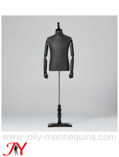 jolly mannequins adjustable wooden base gray color denim male dress form DM09